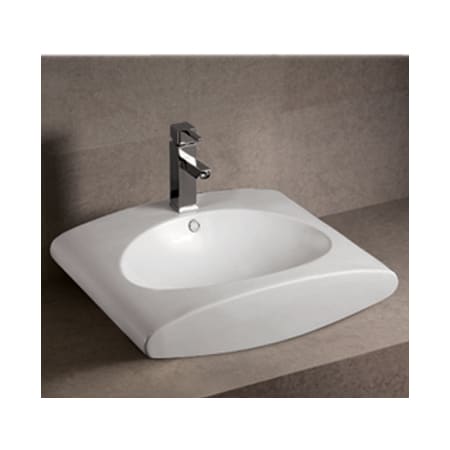 Whitehaus Rctnglr Wall Mount Bathroom Basin W/ Integrated Oval Bowl, Overflow, Sgl WHKN1098
